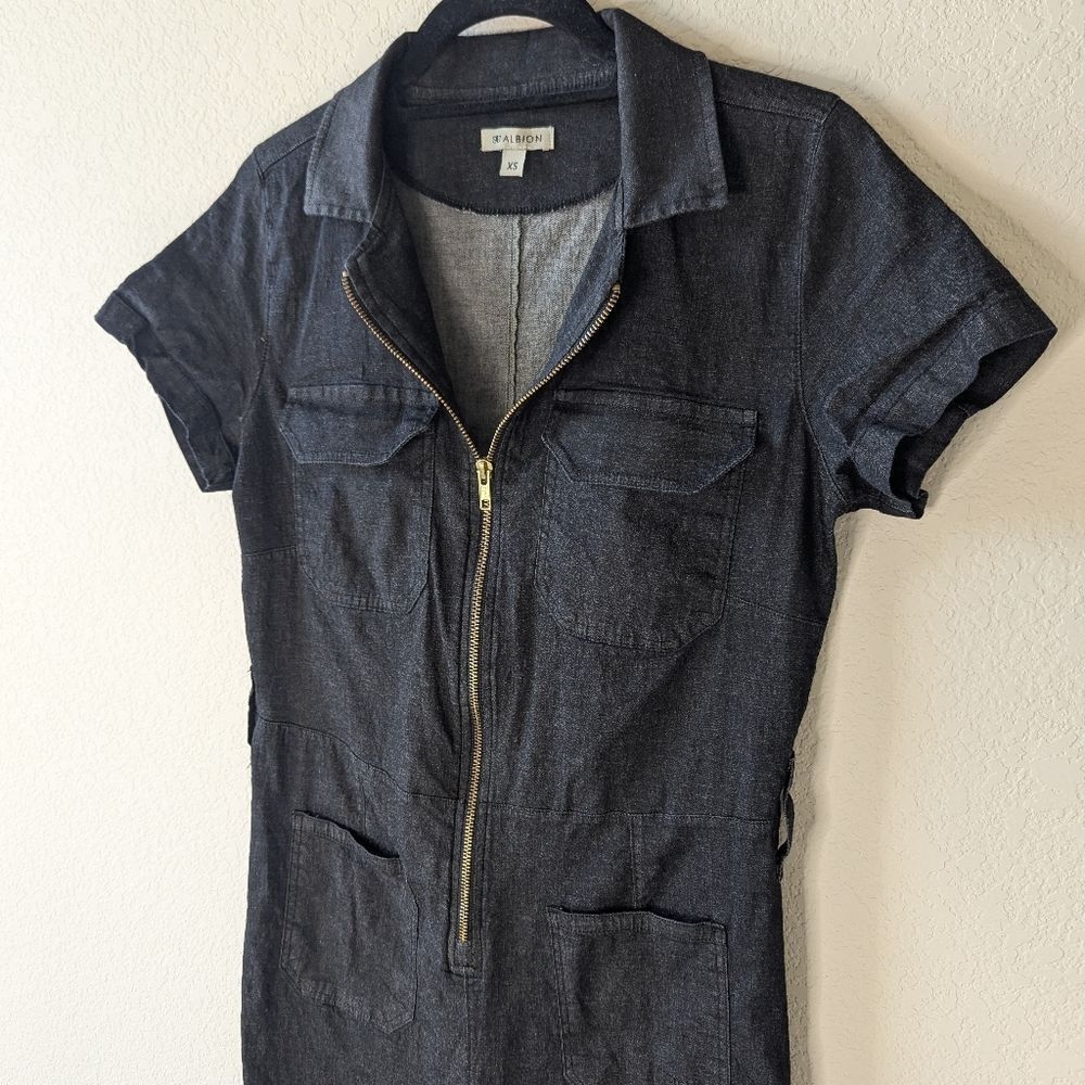 Albion Fit Hamptons Jumpsuit XS Black  Canvas Zip Front Short Sleeve - Picture 4 of 9